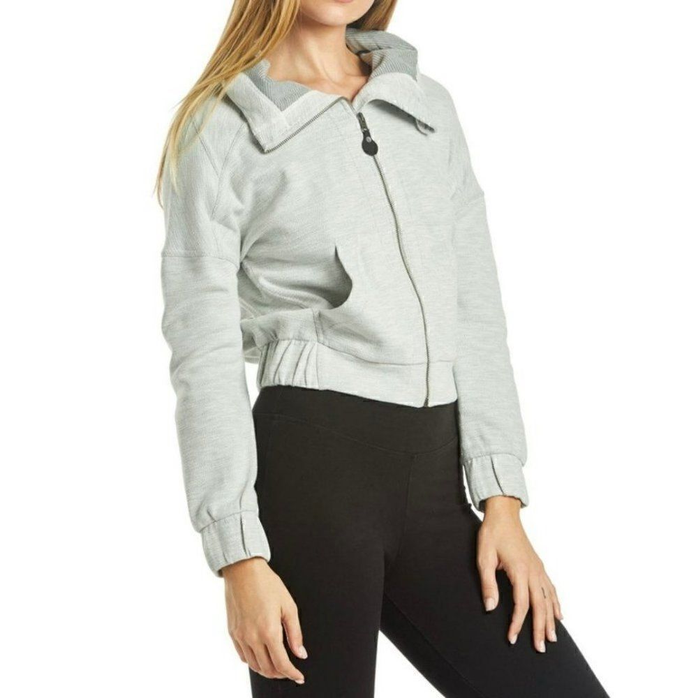 Prana Sandoval Jacket Zip Closure Gray Organic Cotton Blend Women Small Relaxed